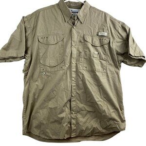 Columbia PFG Men's Khaki Short Sleeve Shirt Large Gorpcore, Camping Vented